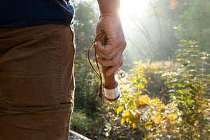 Carrying a Daggerfish Sapele handline in the sun